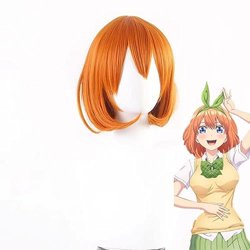 Anime Die Quintessenz Quintuplets Nakano Yotsuba Perücke Cosplay Kostüm Kurze Orange Synthetische Haar Perücke von MANUKS