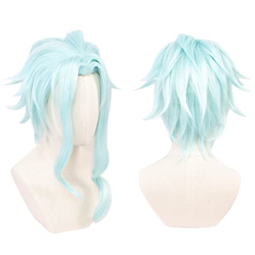 MANUKS Anime Cosplay Perücke für Il Dottore Perücke,Light Blue Short Perücke Synthetisches Haar,Halloween Kostüm Perücke,für Party Karneval Weihnachten von MANUKS