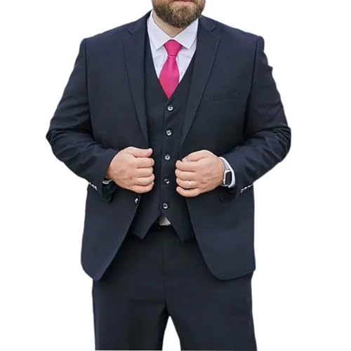 MANYUBEI Herren Anzüge, 3-teilig Smoking Jacke Extra Groß Lockere Version Business Casual Hochzeits Blazer Kleid Bankett Gastgeber Formelle Jacke, Dicke Herrenbekleidung,7XL,Blue von MANYUBEI