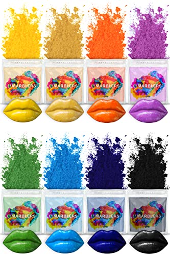 MARBLERS Lip Safe Mica Powder Colorant Set [Party 8 Farbset |Kosmetik | Epoxidharzpigment | Farbstoff | Ungiftig, vegan, tierversuchsfrei | Lipgloss, Nägel, Körperbutter, Badebombe, Kerzen- und Seifen von MARBLERS