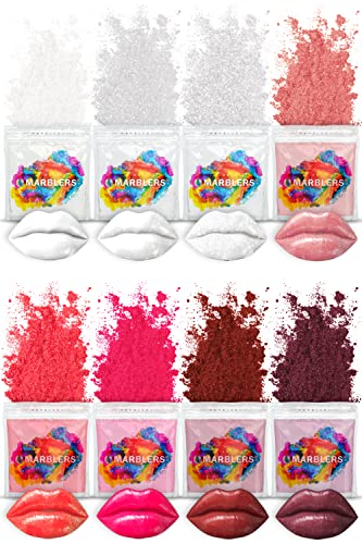 MARBLERS Lippensicheres Mica-Puder-Farbset [MLBB 8-Farben-Set |Kosmetik | Epoxidharzpigment | Farbstoff | Ungiftig, vegan, tierversuchsfrei | Lipgloss, Nägel, Körperbutter, Badebombe, Kerzen- und Seif von MARBLERS