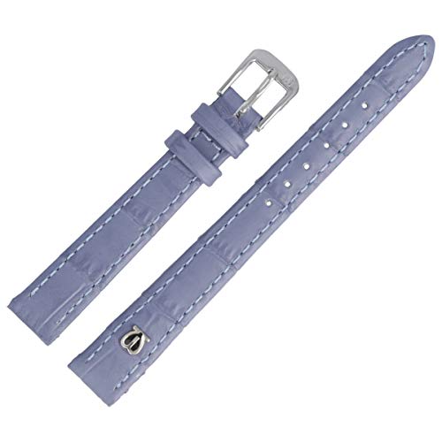 MARBURGER Uhrenarmband 12mm Leder Blau Silber Alligator Prägung Mit Naht - Montage Set 5281253000120 von MARBURGER