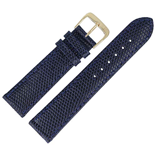 MARBURGER Uhrenarmband 12mm Leder Blau Eidechse - Werkzeug Montage Set 8091251000220 von MARBURGER