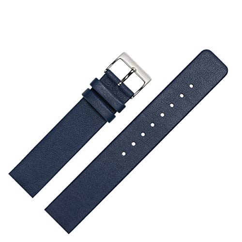 MARBURGER Uhrenarmband 14mm Leder Blau Silber Glatt - Montage Set 7621451000120 von MARBURGER