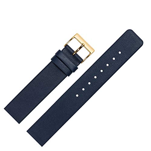 MARBURGER Uhrenarmband 14mm Leder Blau Gold Glatt - Montage Set 7621451000220 von MARBURGER