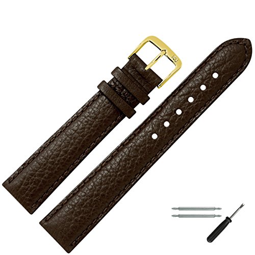 MARBURGER Uhrenarmband 16mm Leder Braun Gold Buffalo Prägung Mit Naht - Montage Set 7601631000220 von MARBURGER