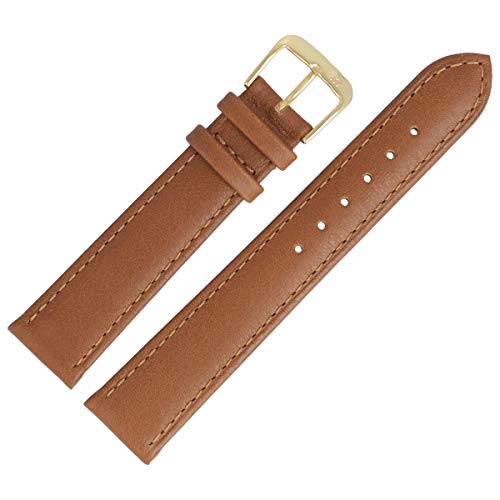 MARBURGER Uhrenarmband 16mm Leder Braun Gold Glatt - Montage Set 8071638000220 von MARBURGER