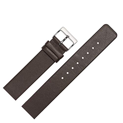 MARBURGER Uhrenarmband 16mm Leder Braun Silber Glatt - Montage Set 7621631000120 von MARBURGER