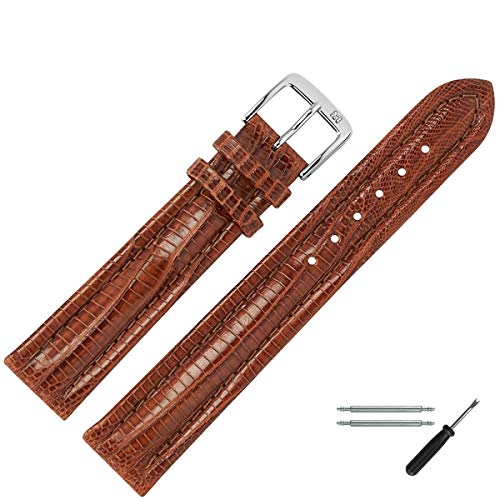 MARBURGER Uhrenarmband 20mm Leder Braun Eidechse (Teju) - Werkzeug Montage Set 8262035000120 von MARBURGER