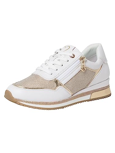 MARCO TOZZI Damen Sneaker flach mit Glitzer Vegan, Mehrfarbig (White Gold), 40 EU von MARCO TOZZI