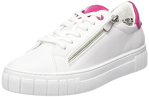 MARCO TOZZI Damen Sneaker flach mit Reißverschluss Vegan, Mehrfarbig (White Pink), 39 EU von MARCO TOZZI