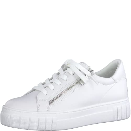 MARCO TOZZI Damen Sneaker flach mit Reißverschluss Vegan, Weiß (White), 41 EU von MARCO TOZZI