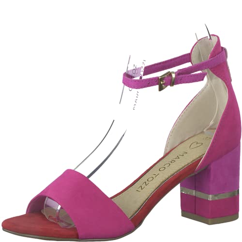 MARCO TOZZI Damen Sandalen mit Absatz mit Verstellbarem Riemen Vegan, Rosa (Pink Comb), 36 EU von MARCO TOZZI