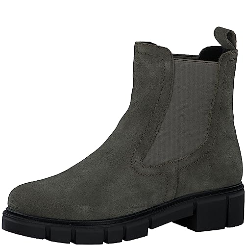 MARCO TOZZI Damen Chelsea Boots aus Leder mit Absatz, Grün (Khaki Comb), 40 von MARCO TOZZI