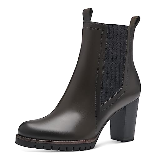 MARCO TOZZI Damen Chelsea Boots aus Leder mit Absatz, Grün (Khaki), 37 von MARCO TOZZI