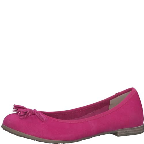 MARCO TOZZI Damen Ballerinas aus Leder mit Schleife, Rosa (Pink), 36 EU von MARCO TOZZI