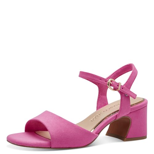 MARCO TOZZI Damen Sandalen mit Absatz mit Verstellbarem Riemen Vegan, Rosa (Hot Pink), 39 EU von MARCO TOZZI