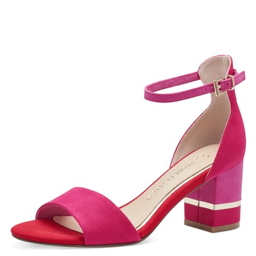 MARCO TOZZI Damen Sandalen mit Absatz mit Verstellbarem Riemen Vegan, Rosa (Pink Comb), 37 EU von MARCO TOZZI