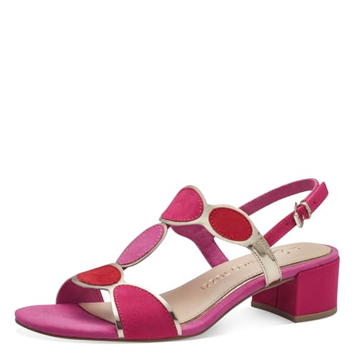 MARCO TOZZI Damen Sandalen mit Absatz mit Verstellbarem Riemen Vegan, Rosa (Pink Comb), 40 EU von MARCO TOZZI