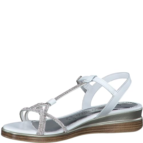 MARCO TOZZI Damen Sandalen mit Keilabsatz Glitzer Bequem, Weiß (White Comb), 41 EU von MARCO TOZZI