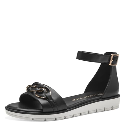 MARCO TOZZI Damen Sandalen mit Keilabsatz Hinten geschlossen Vegan, Schwarz (Schwarz), 39 EU von MARCO TOZZI