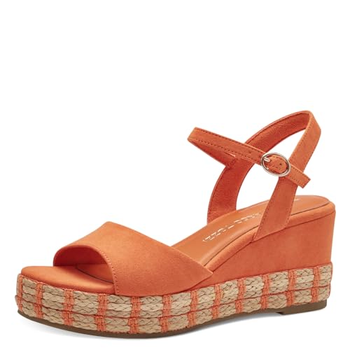 MARCO TOZZI Damen Sandalen mit Keilabsatz mit Verstellbarem Riemen Bequem, Orange (Orange), 39 EU von MARCO TOZZI