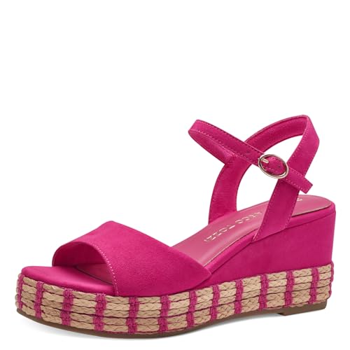 MARCO TOZZI Damen Sandalen mit Keilabsatz mit Verstellbarem Riemen Bequem, Rosa (Pink), 36 EU von MARCO TOZZI