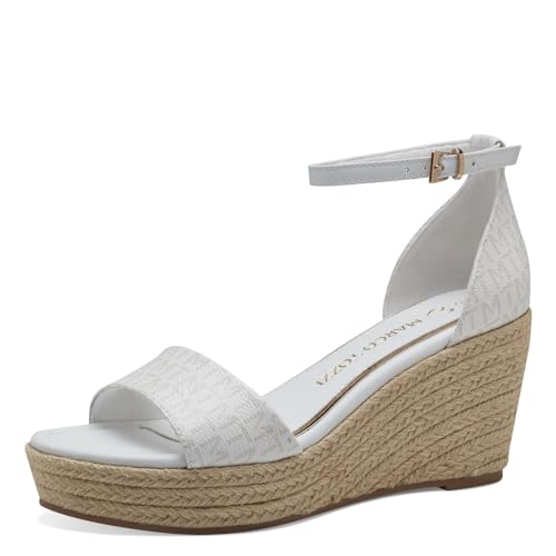 MARCO TOZZI Damen Sandalen mit Keilabsatz mit Verstellbarem Riemen Sommer, Weiß (White Comb), 37 EU von MARCO TOZZI