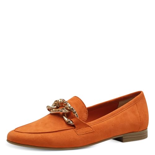 MARCO TOZZI Damen Slipper aus Leder mit Blockabsatz, Orange (Orange), 42 EU von MARCO TOZZI