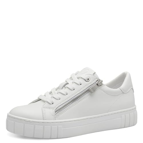 MARCO TOZZI Damen Sneaker flach mit Reißverschluss Vegan, Weiß (White), 40 EU von MARCO TOZZI