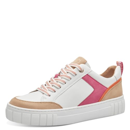 MARCO TOZZI Damen Sneaker flach mit dicker Sohle Vegan, Mehrfarbig (White Pink), 38 EU von MARCO TOZZI