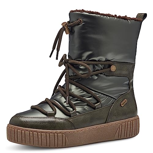 MARCO TOZZI Damen Stiefeletten zum Schnüren Winter Gefüttert, Grün (Khaki Metallic), 37 von MARCO TOZZI