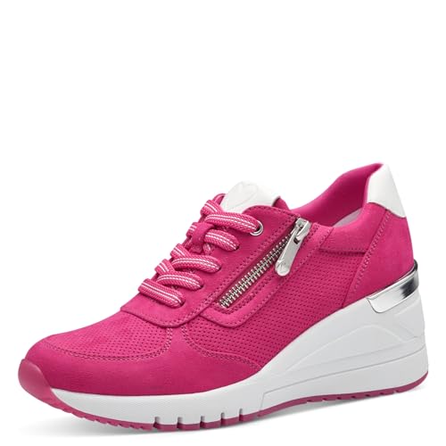 MARCO TOZZI Damen Wedge Sneaker mit Reißverschluss Vegan, Rosa (Pink Comb), 40 EU von MARCO TOZZI