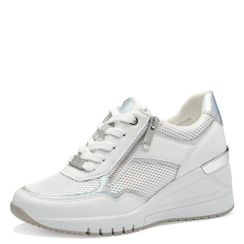 MARCO TOZZI Damen Wedge Sneaker mit Reißverschluss Vegan, Weiß (White Comb), 41 EU von MARCO TOZZI