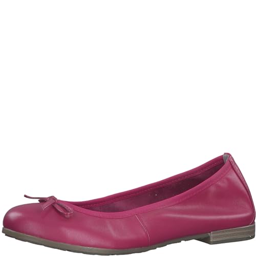 MARCO TOZZI Damen Ballerinas aus Leder mit Schleife, Rosa (Pink), 38 EU von MARCO TOZZI