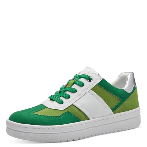 MARCO TOZZI Damen Sneaker flach mit dicker Sohle Vegan, Weiß (White Green), 37 EU von MARCO TOZZI