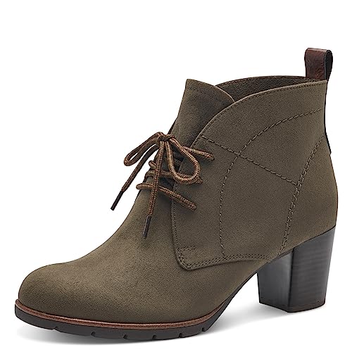 MARCO TOZZI Damen Stiefeletten zum Schnüren Elegant Blockabsatz, Grün (Khaki Comb), 38 von MARCO TOZZI