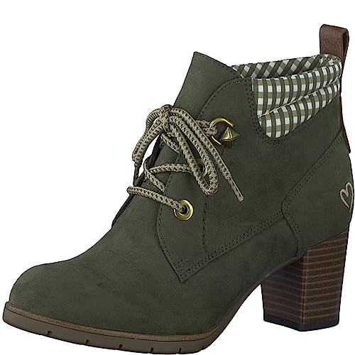 MARCO TOZZI Damen Stiefeletten mit Absatz Elegant zum Schnüren, Grün (Khaki Comb), 36 von MARCO TOZZI