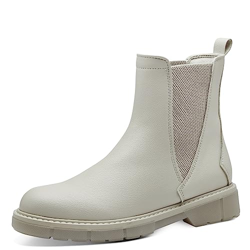 MARCO TOZZI Damen Chelsea Boots aus Kunstleder Flach, Beige (Cream), 40 MARCO TOZZI Damen Chelsea Boots aus Kunstleder Flach, Beige (Cream), 40 von MARCO TOZZI