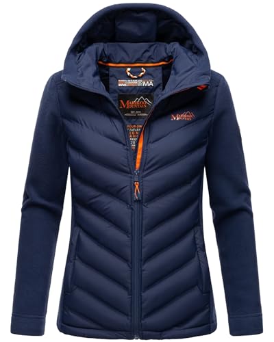 MARIKOO Damen Fleece Hybrid Jacke Trekking Wanderjacke Übergangsjacke [B929-Haruna-Navy-Gr.S] von MARIKOO