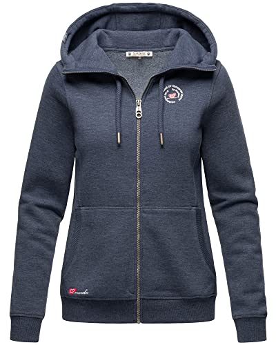 MARIKOO Damen Hoodie Sweatjacke Kapuzen Jacke Sweater Pullover Setsunaa Dusty Blue Melange 40 - L von MARIKOO