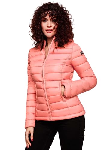 MARIKOO Damen Jacke Steppjacke Herbst Winter Übergangsjacke gesteppt B651 [B651-Luc-Coral-Gr.XXL] von MARIKOO