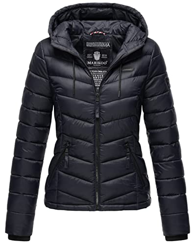 MARIKOO Damen Jacke Steppjacke Winter Übergangsjacke gesteppt Herbst B403 [B403-Kuala-Navy-Gr.L] von MARIKOO