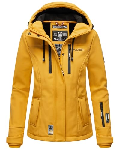 MARIKOO Damen Softshell Jacke Winterjacke wasserabweisend Outdoor B864 [B864-Kl.zicke-A-Yellow-Gr.3XL] von MARIKOO