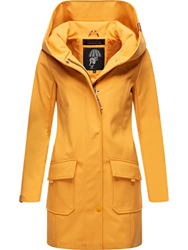 MARIKOO Damen Übergangsjacke Softshellmantel wasserdicht atmungsaktiv mit Kapuze Mayleen Amber Yellow Gr. 3XL von MARIKOO