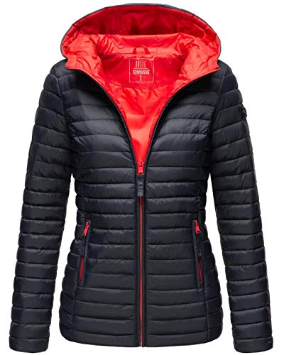 MARIKOO Damen Steppjacke Übergangsjacke gesteppte Jacke mit Kapuze Frühjahr Stepp B857 [B857-Asr-Navy-Gr.XXXL] von MARIKOO