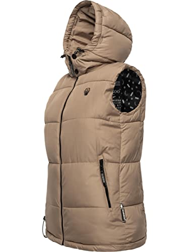 MARIKOO Damen Steppweste warm gefüttert mit Abnehmbarer Kapuze Eisflöckchen Taupe Gr. XXL MARIKOO Damen Steppweste warm gefüttert mit Abnehmbarer Kapuze Eisflöckchen Taupe Gr. XXL von MARIKOO