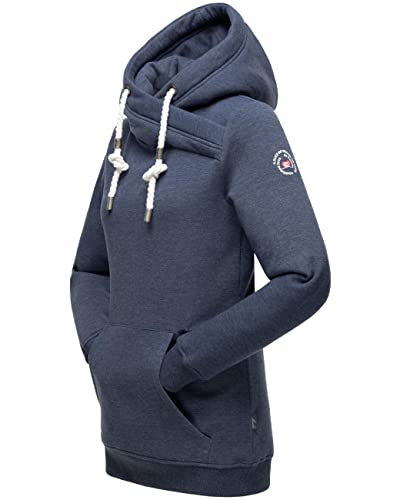 MARIKOO Damen Sweatshirt Kapuzen-Pullover Long Hoodie Izuyaa Dusty Blue Melange Gr. M von MARIKOO