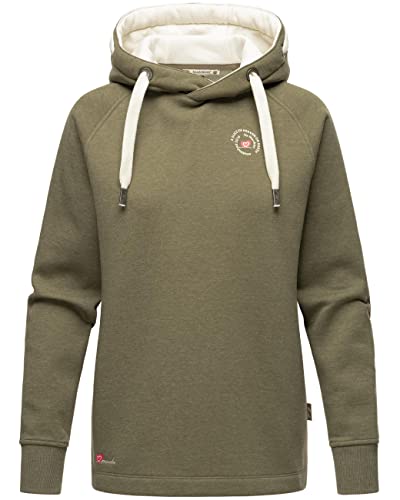 MARIKOO Damen Sweatshirt Kapuzenpullover Oversize Hoodie Airii Dusty Olive Melange Gr. XL von MARIKOO