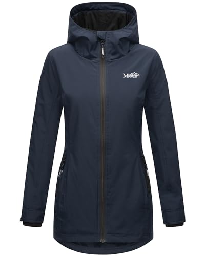 MARIKOO Damen Übergangsjacke Outdoor Windbreaker Regen Fleece Jacke Gefüttert Kapuze XS - XXL HONIGBEERE (DE/NL/SE/PL, Alphanumerisch, M, Regular, Regular, Navy) von MARIKOO